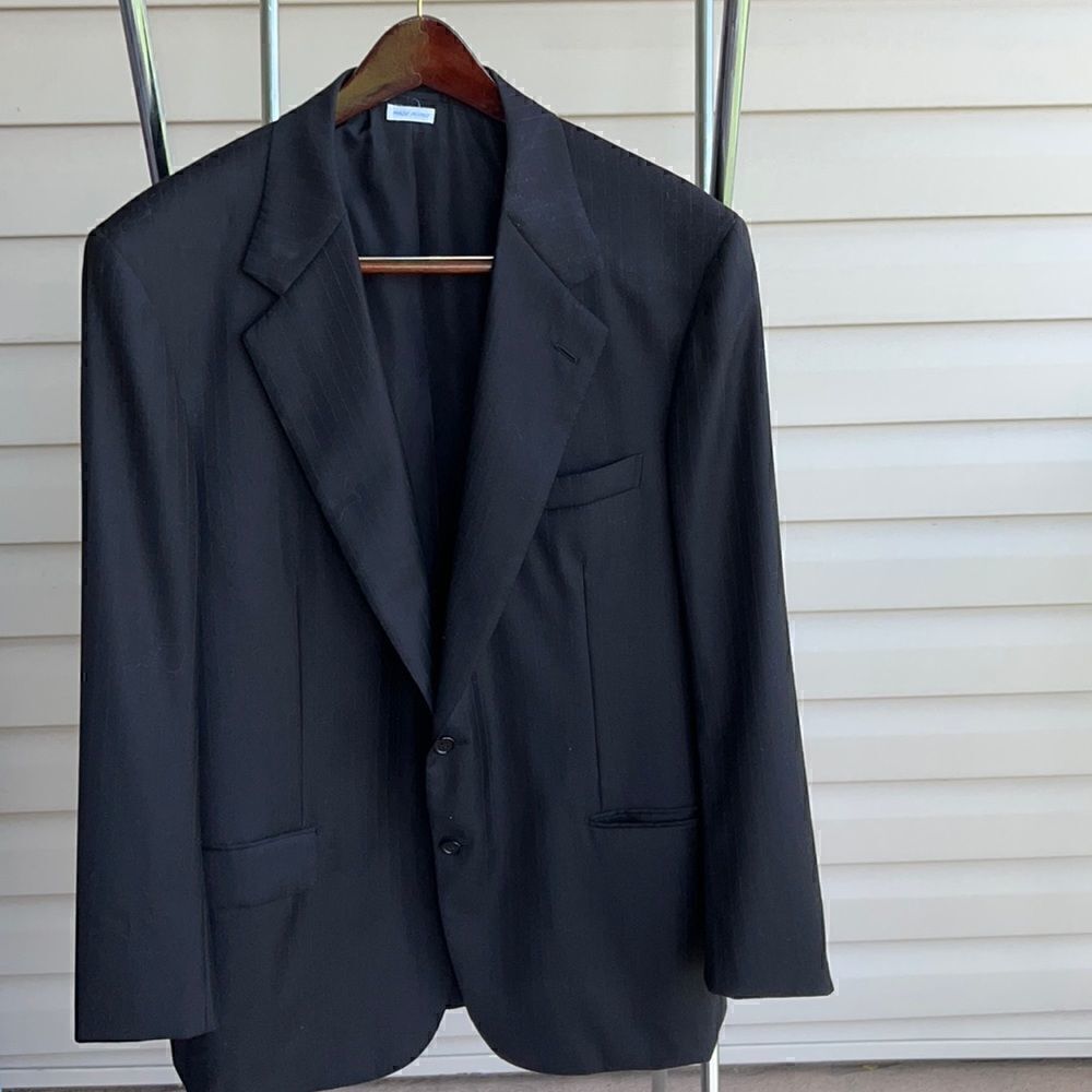 Brioni Palatino Black Thin Pinstripe Sports Jacket Coat Blazer sz 44” R Wool